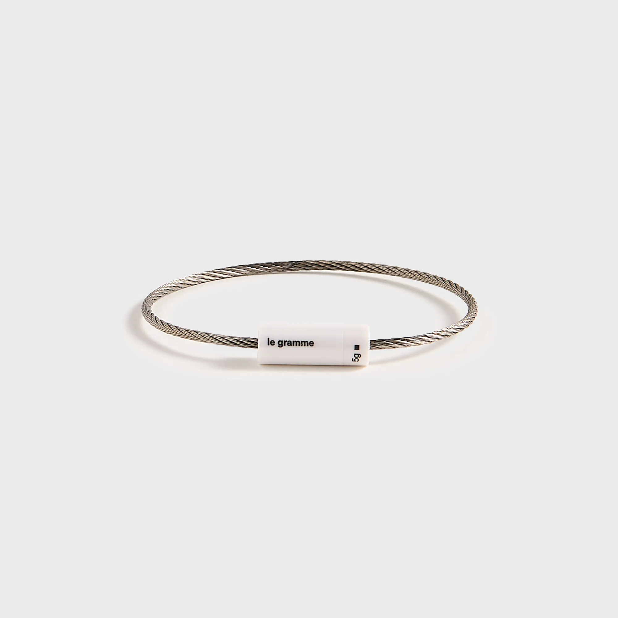 Le Gramme 5g Brushed White Ceramic Cable Bracelet