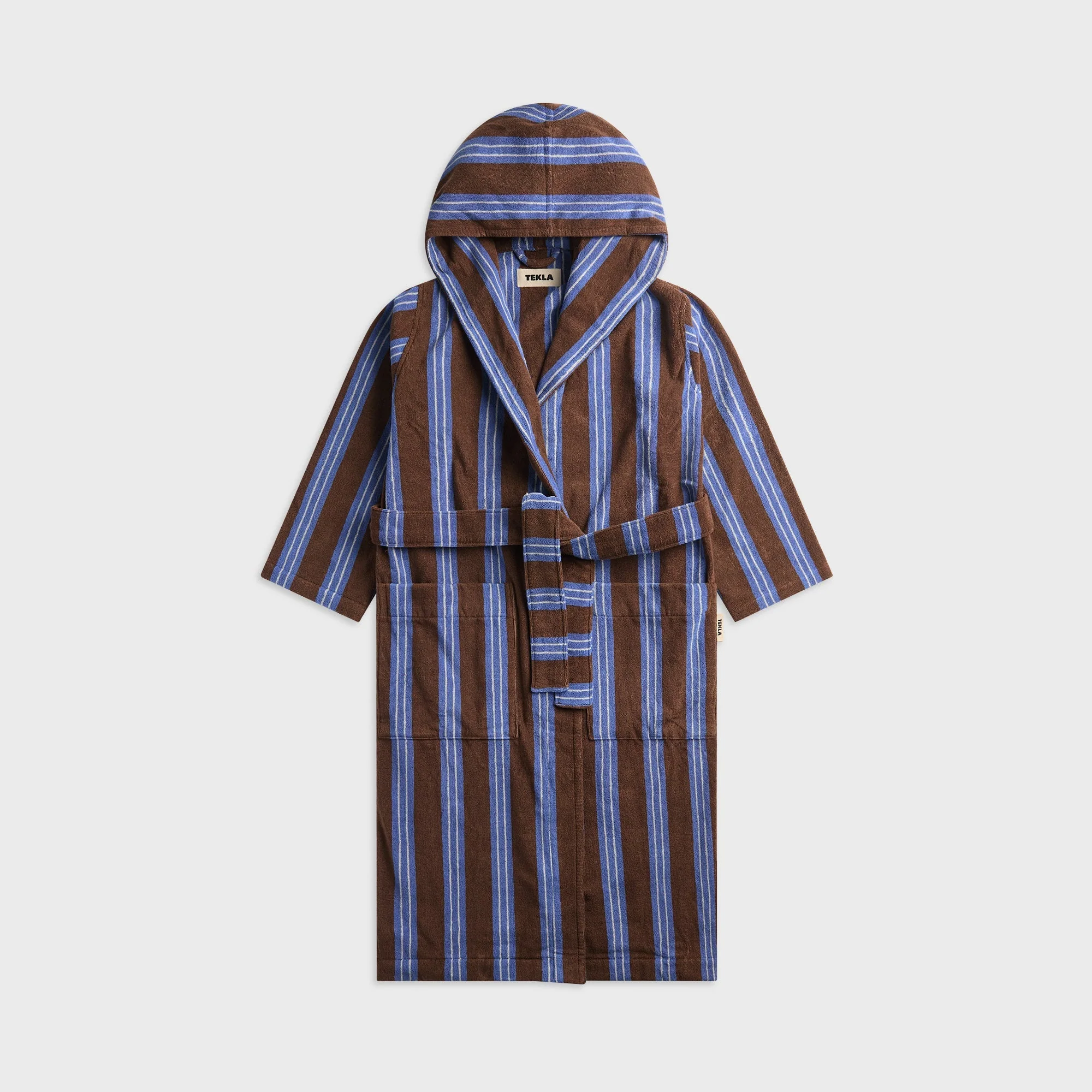 Tekla Striped Hooded Cotton Robe