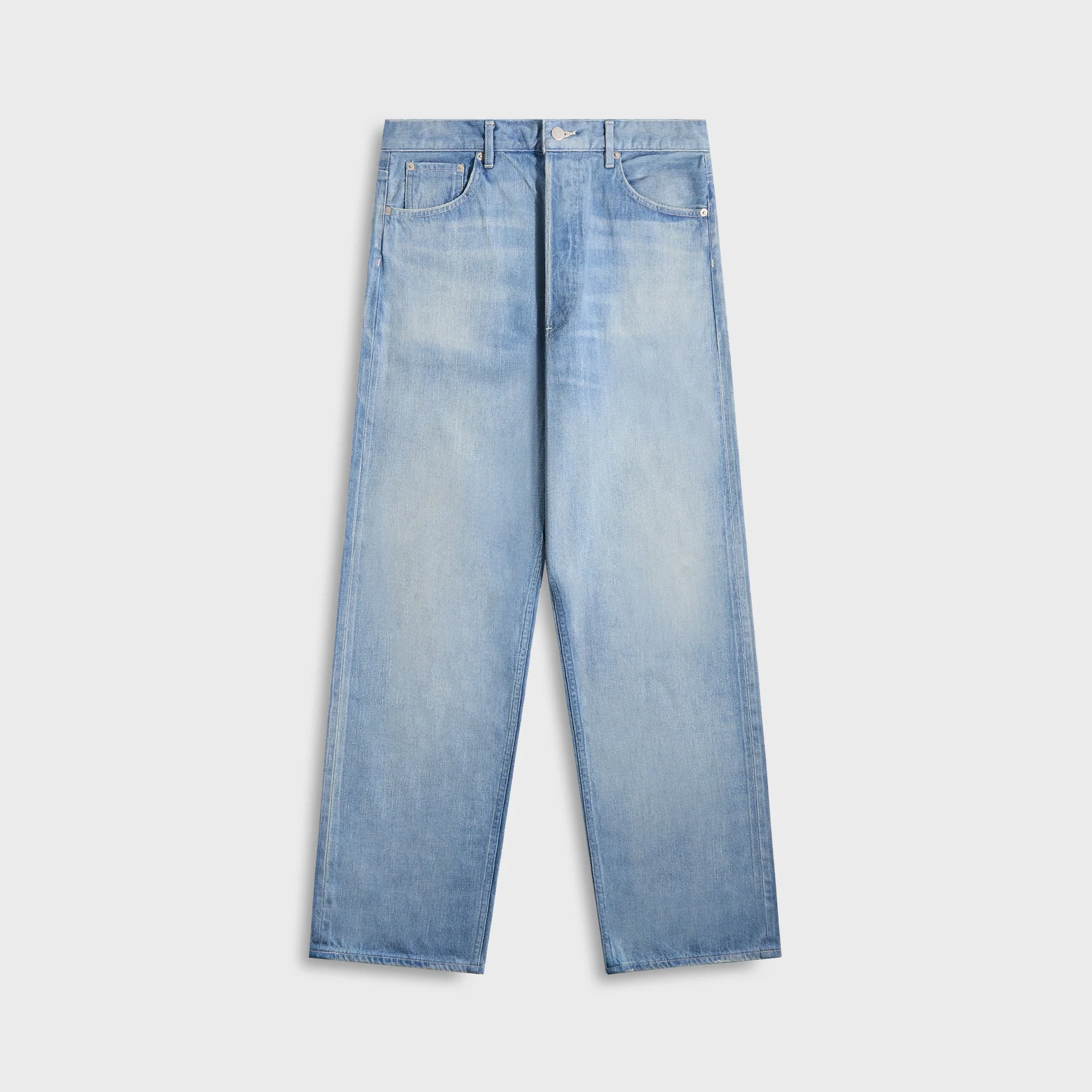 Auralee Selvedge Faded Light Denim Wide Pants