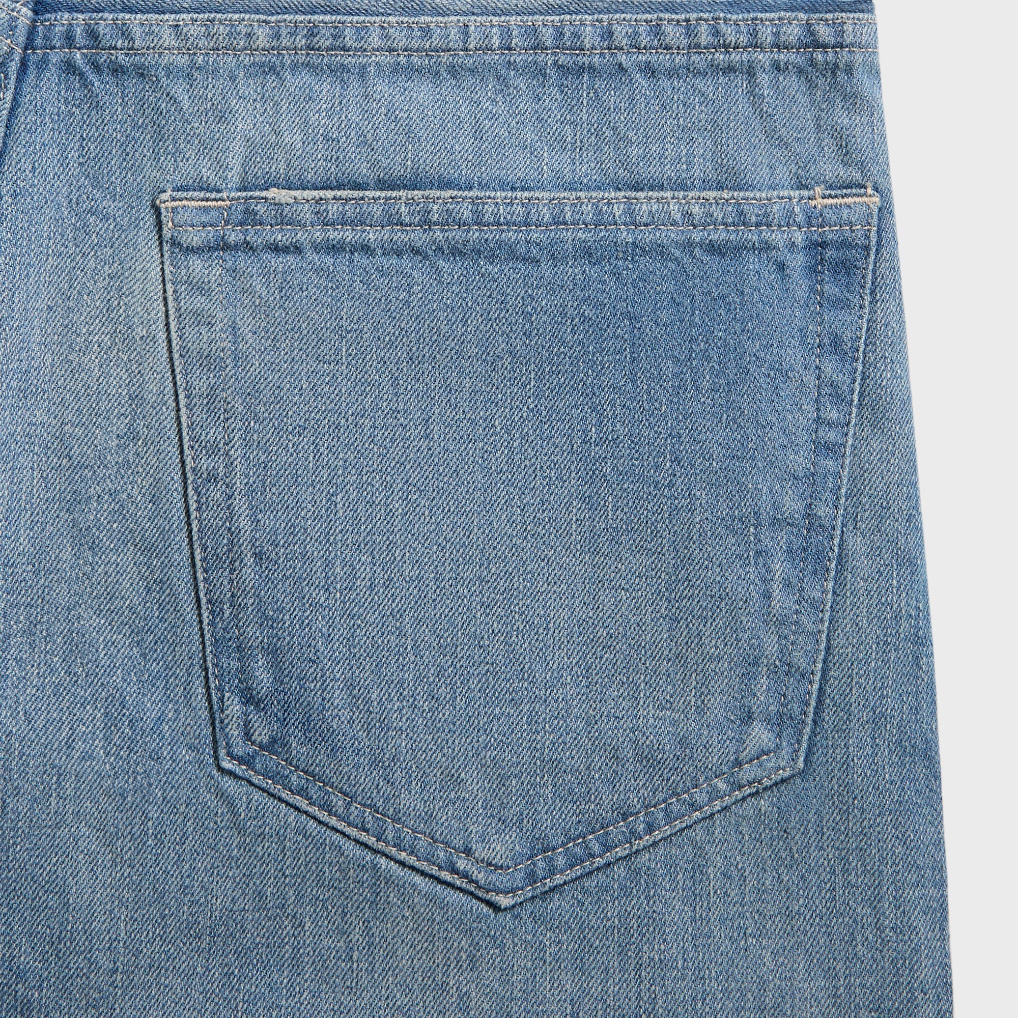 Auralee Selvedge Faded Light Denim Wide Pants